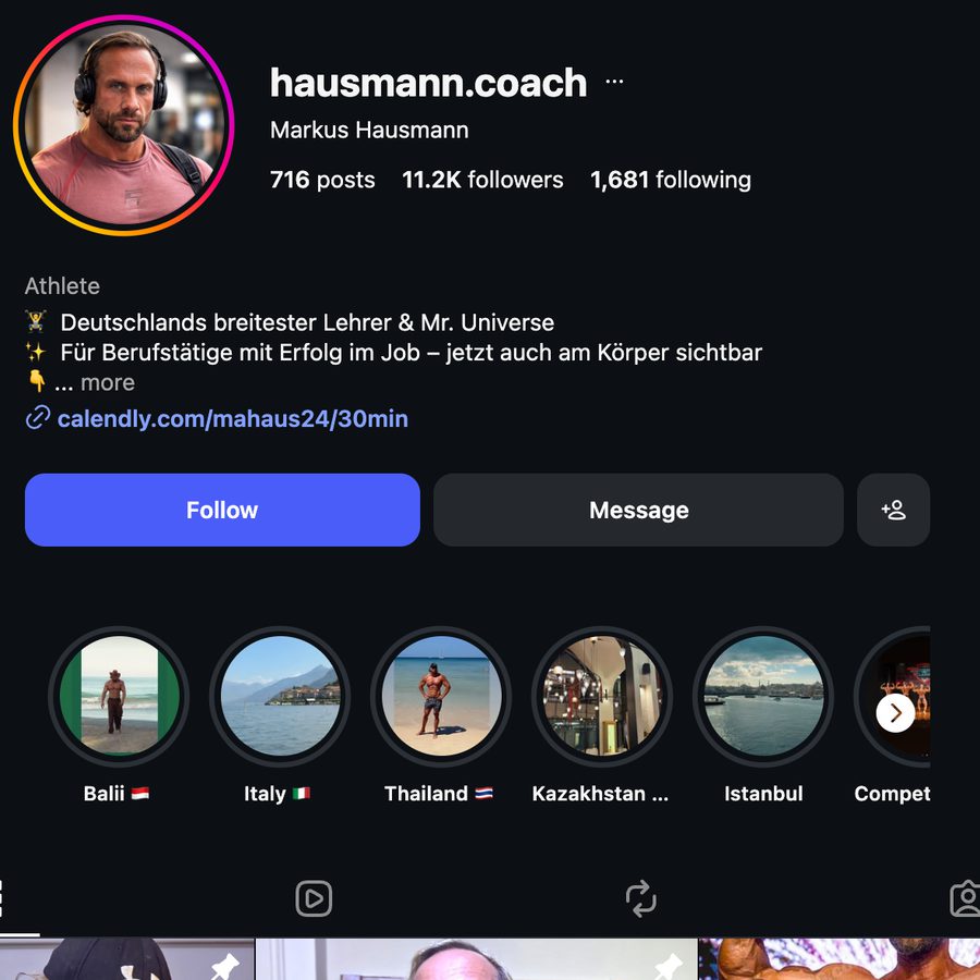 Markus Hausmanns Profil heute mit 11,2K Followern
